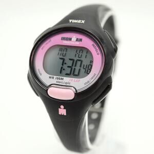Timex Ironman Triathlon Indiglo Digital Alarm Timer Watch Pink Black New Battery